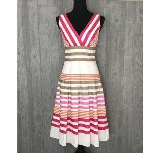 Kay Unger size 6 v neck multi color stripe dress perfect for summer!!